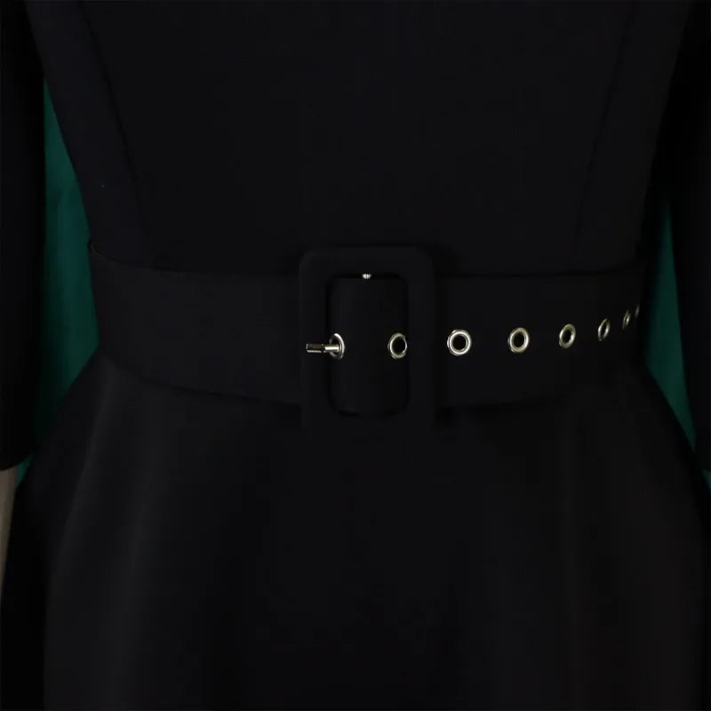 Party Dress - A-Line Belt Three Quarter Sleeve