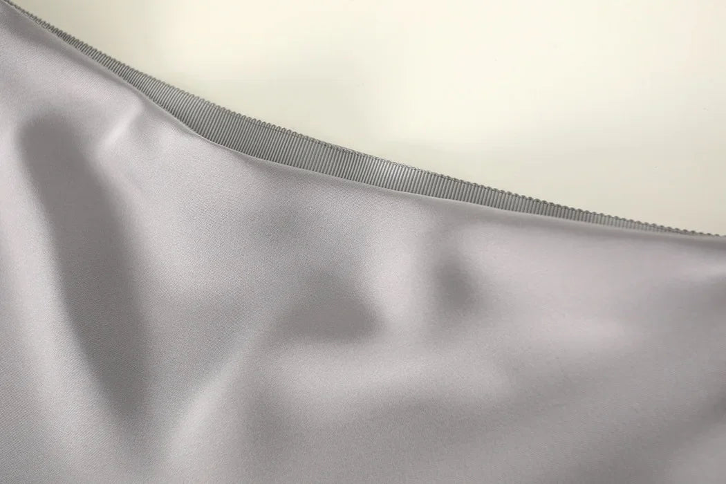 Satin Long Skirt - High Waist A-Line Black