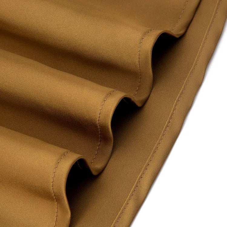 Satin Mini Skirt - Drawstring High Waist A-Line