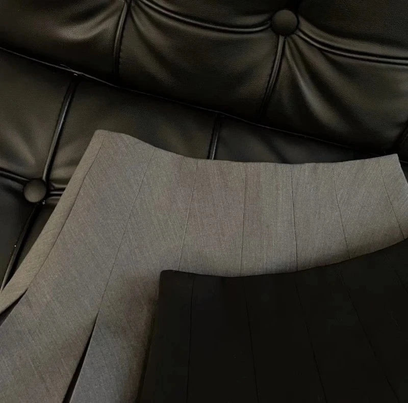 Pleated Mini Skirt - Ruffle Patchwork High Waist