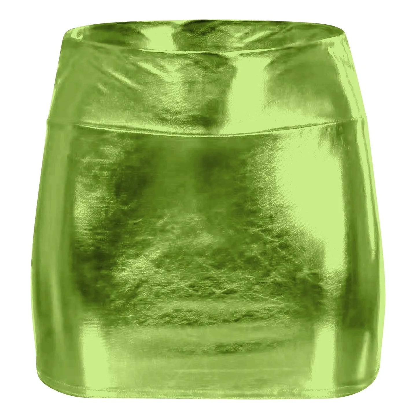 Minifalda Cuero Brillante Sólida - Cintura Alta Club Fiesta