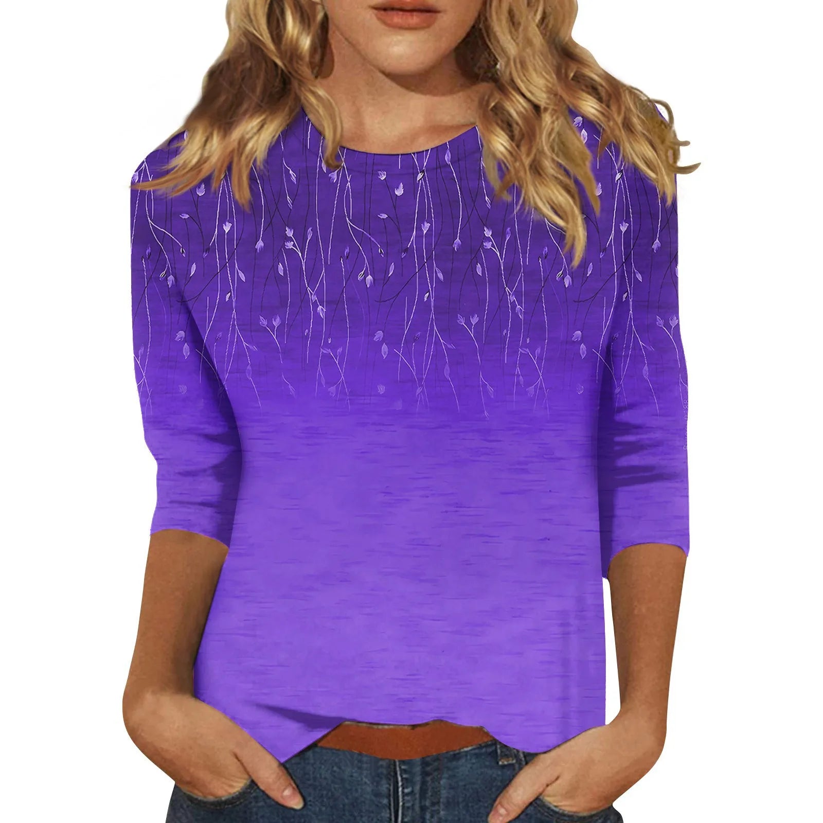 Blusa Estampada Animal Manga Tres Cuartos Cuello Redondo