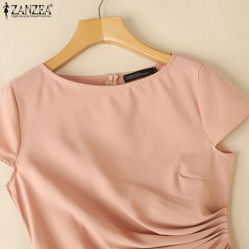 Office Dress - Pleated Midi Short Sleeve 2025