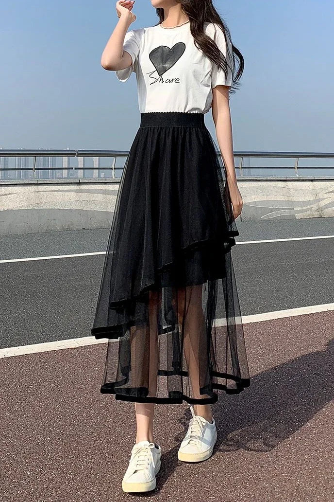 A-Line Maxi Skirt - Long Black Elegant