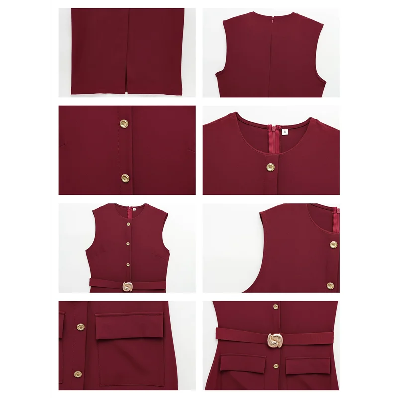 Work Dress - Sleeveless Button Down Belt 2025