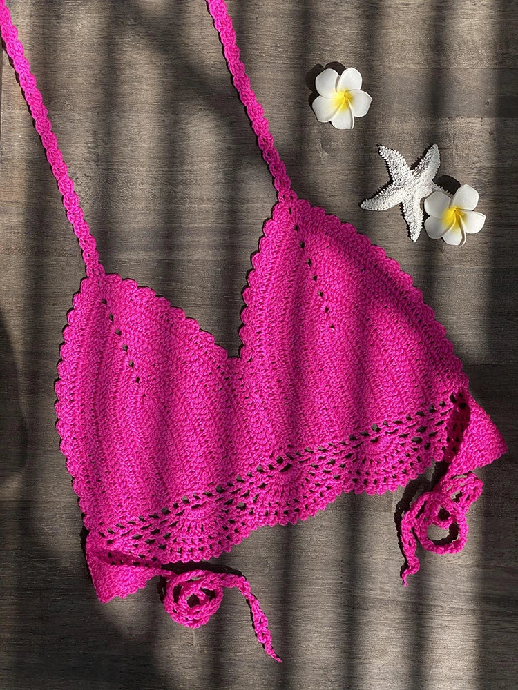 Bikini Crochet Sexy - Conjunto Pareo Falda Playa