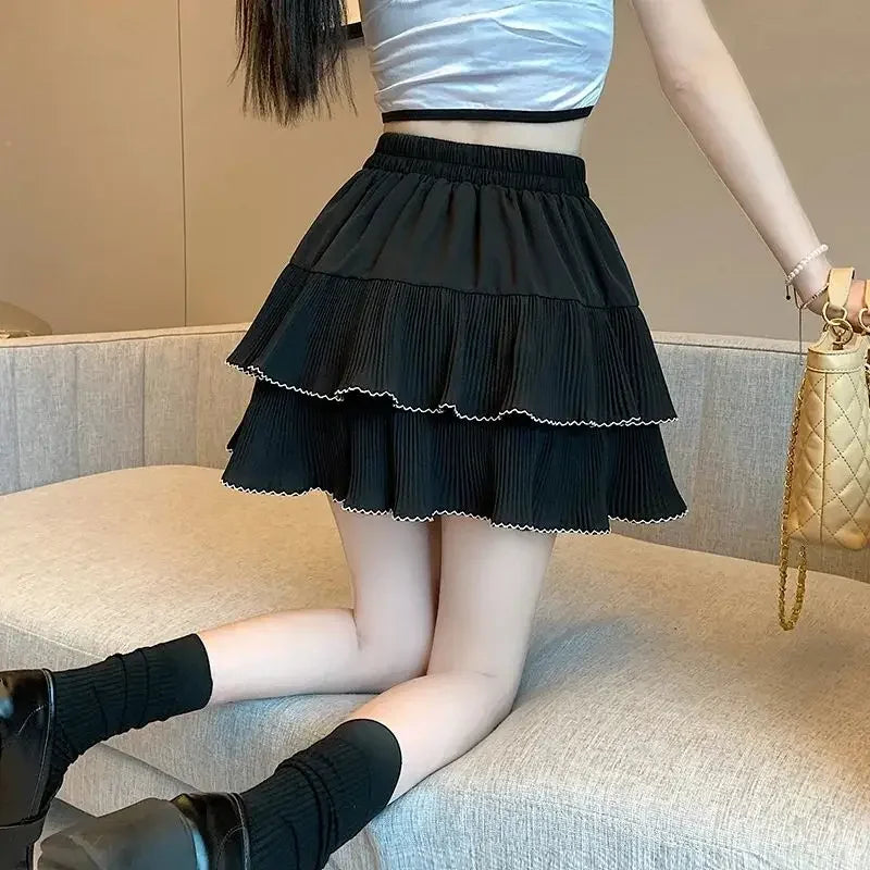 Minifalda Volantes Mujer Kawaii Chifón