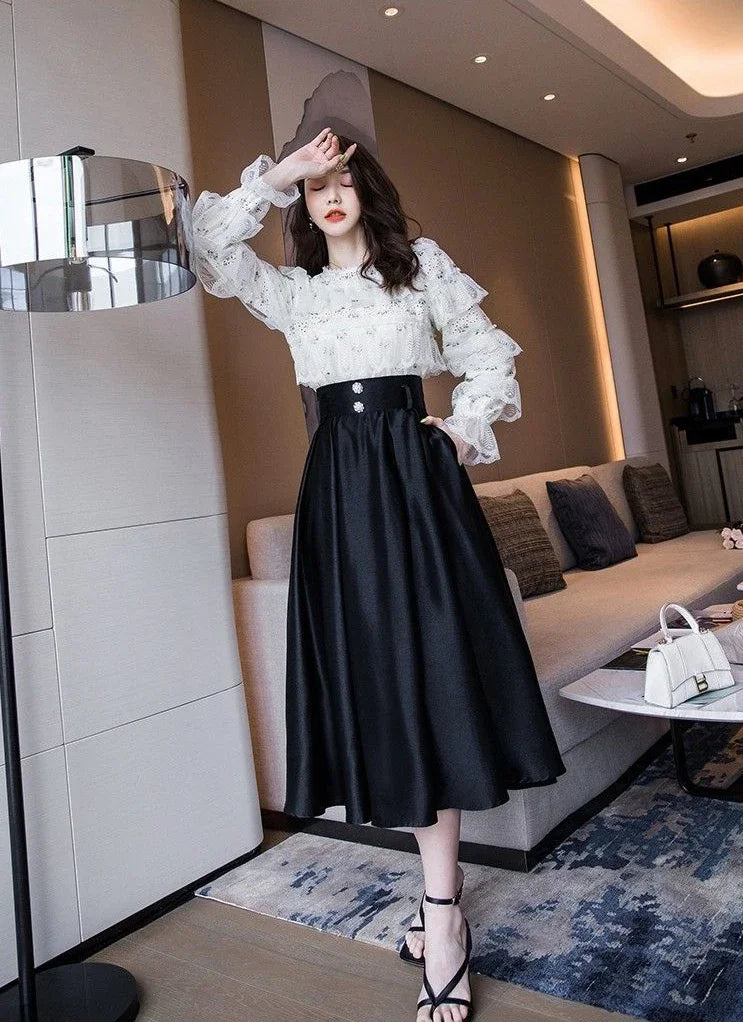 A-Line Maxi Skirt - Long Elegant Korean