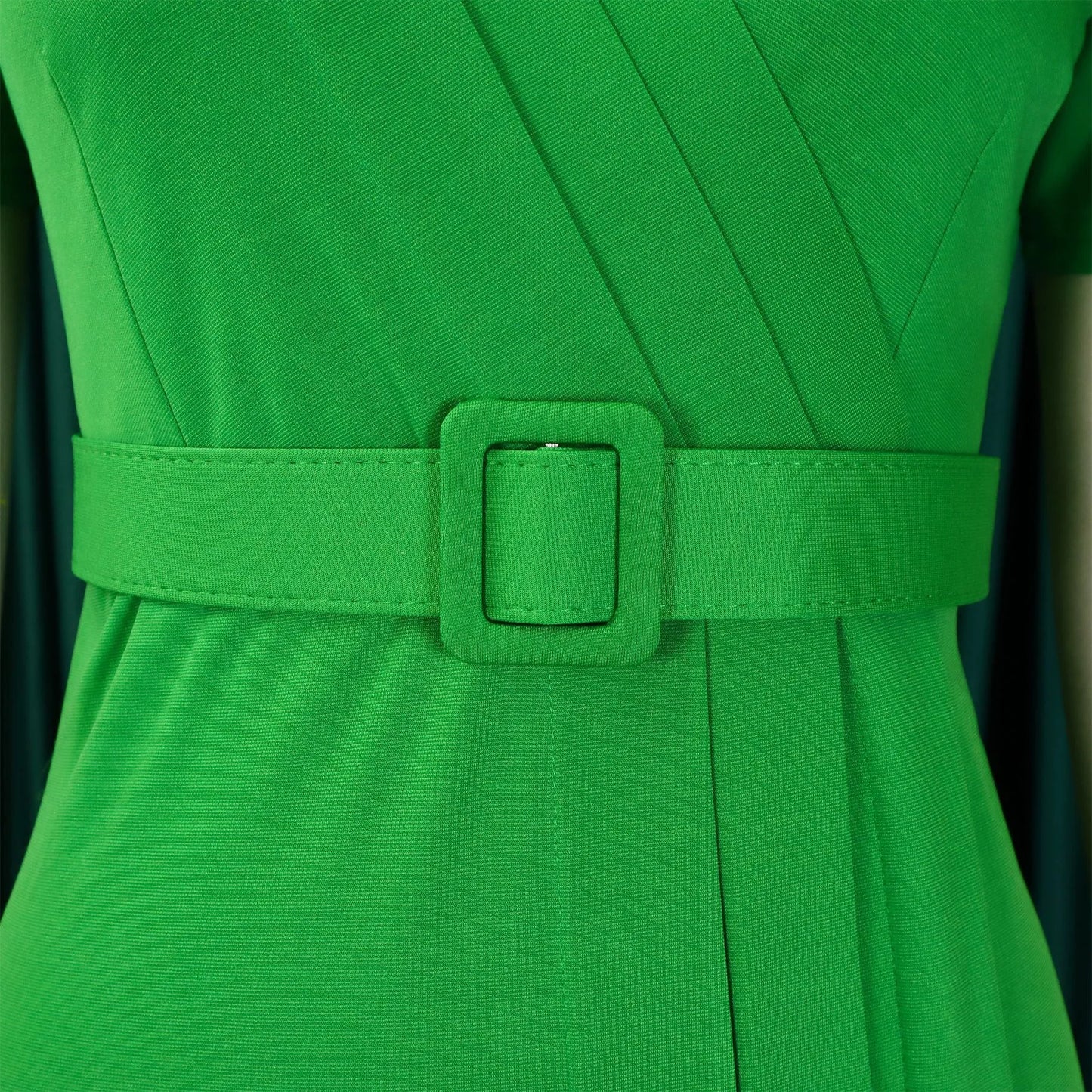 Office Dress - V Neck Belt Pleated Midi