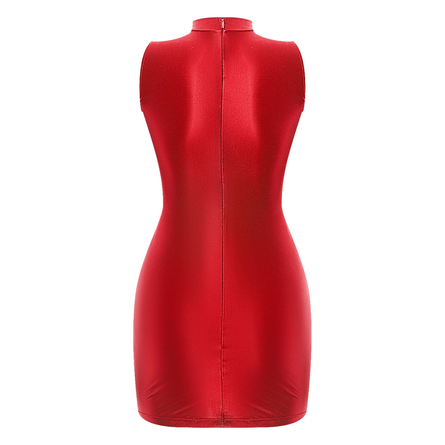 Pencil Dress - Sleeveless Cutout Mock Neck