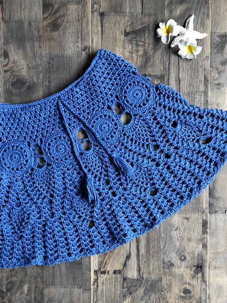 Bikini Crochet Sexy - Conjunto Pareo Falda Playa