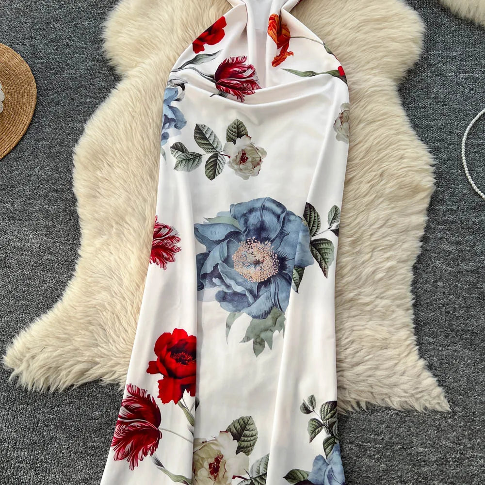 Pencil Dress - Vintage Print Sleeveless Spliced