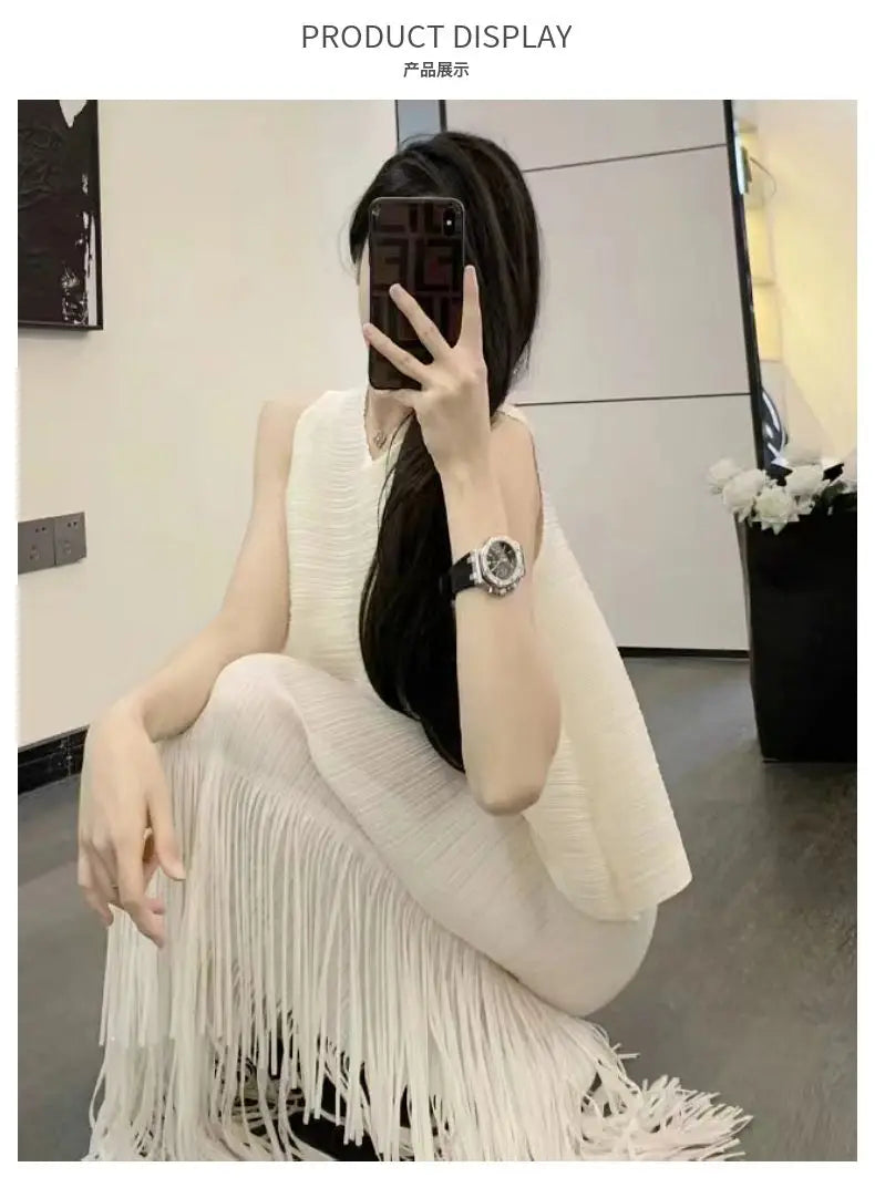 Conjunto Dos Piezas Flecos - Top Sin Mangas Falda A-Line