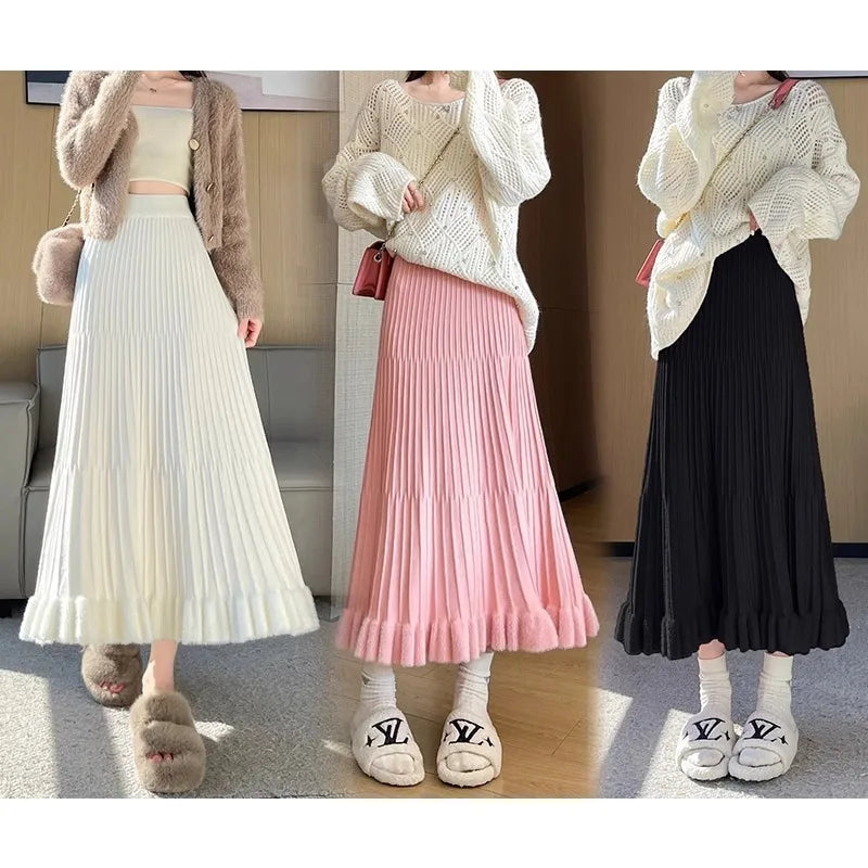 Falda Tejida Línea A Mujer Tiro Alto Swing