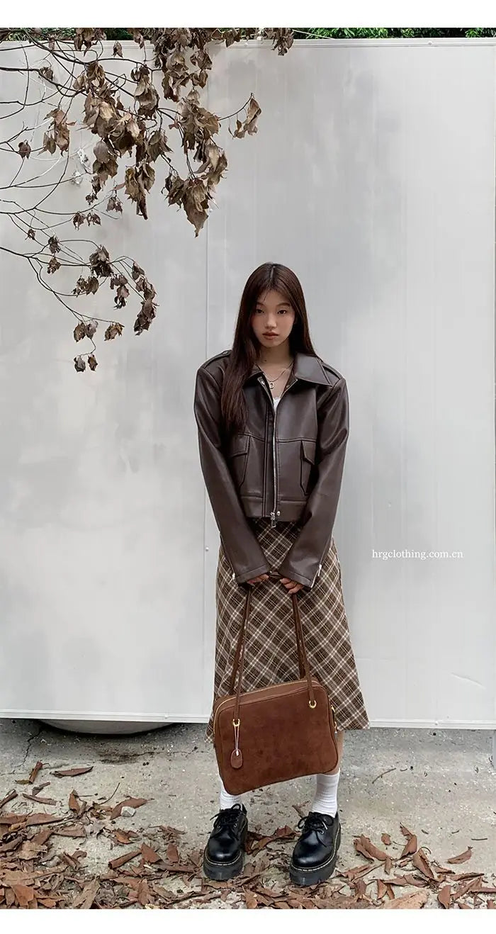 Falda Midi Cuadros Retro Y2K - Cintura Baja Estilo College