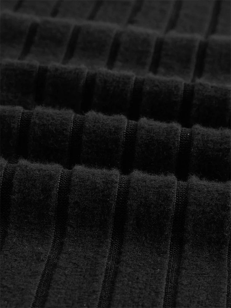 Ribbed Knit Pencil Skirt - High Waist Long