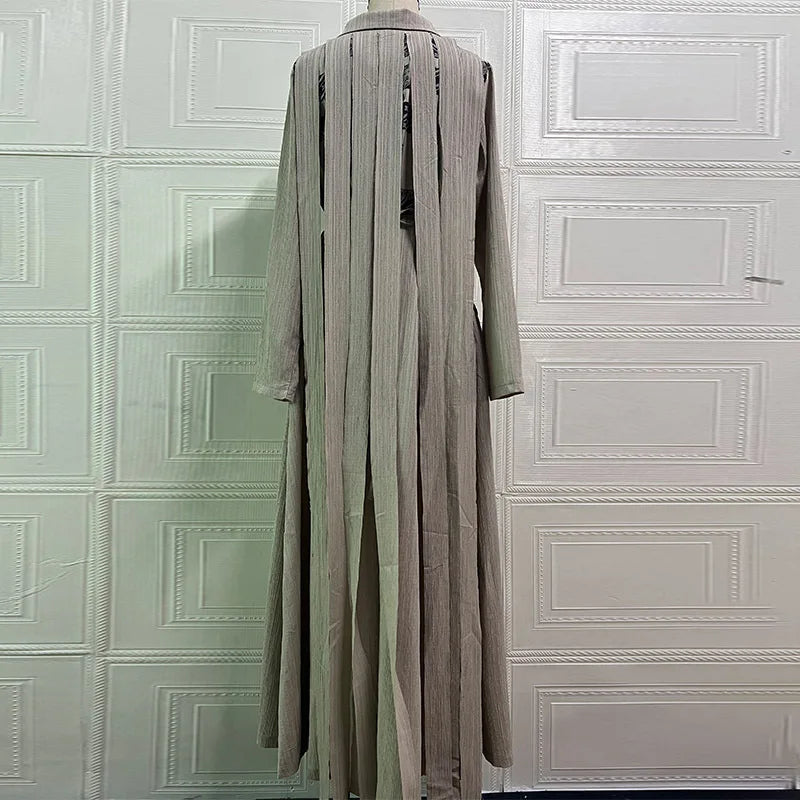 Vestido Maxi Manga Larga Línea A Estilo Chino Retro Verano