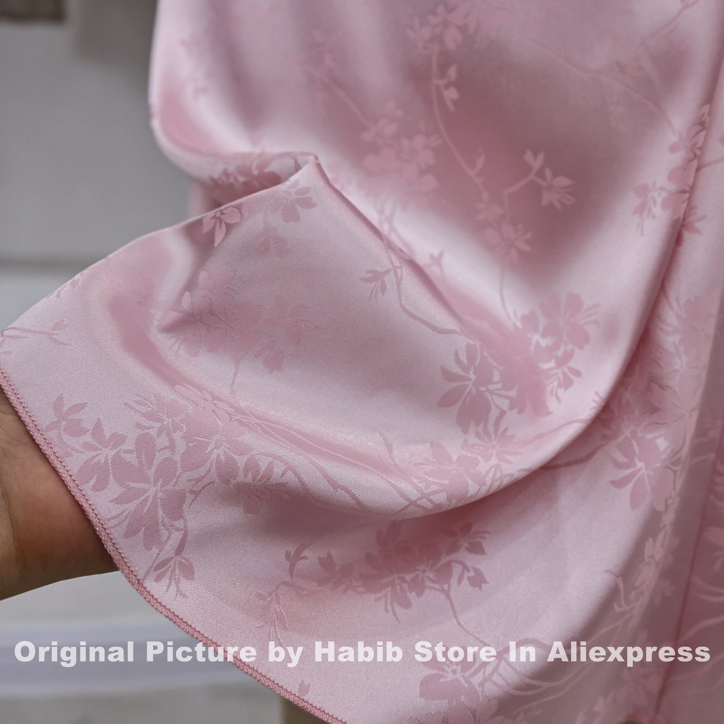 Pink Satin Pencil Midi Skirt - Floral Print