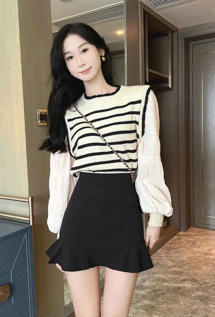 Ruffle Mini Skirt - Vintage Korean Harajuku