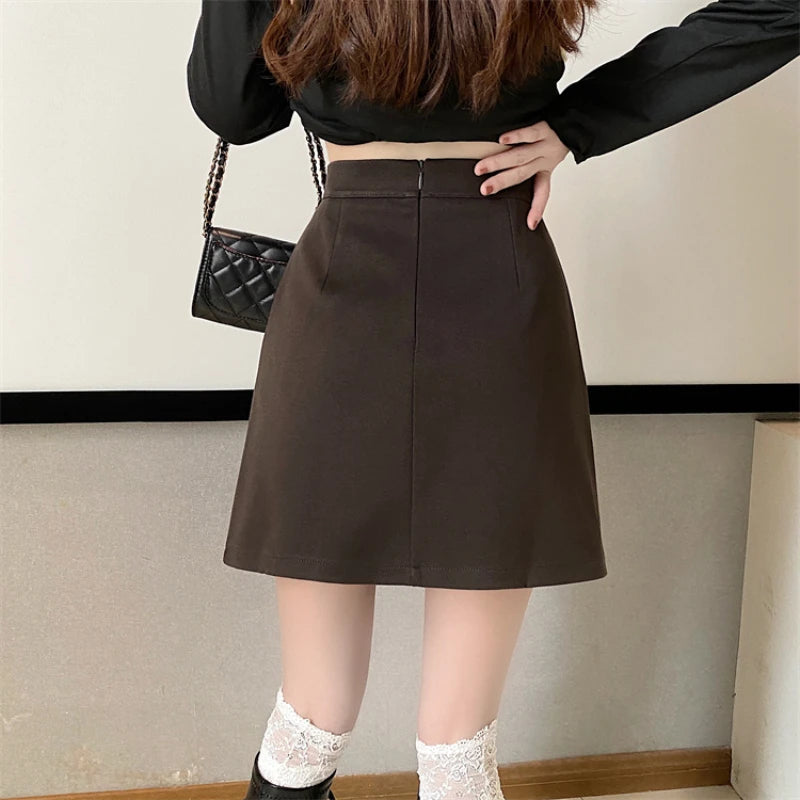 Ruffles Mini Skirt - High Waist A-Line Zipper Style A