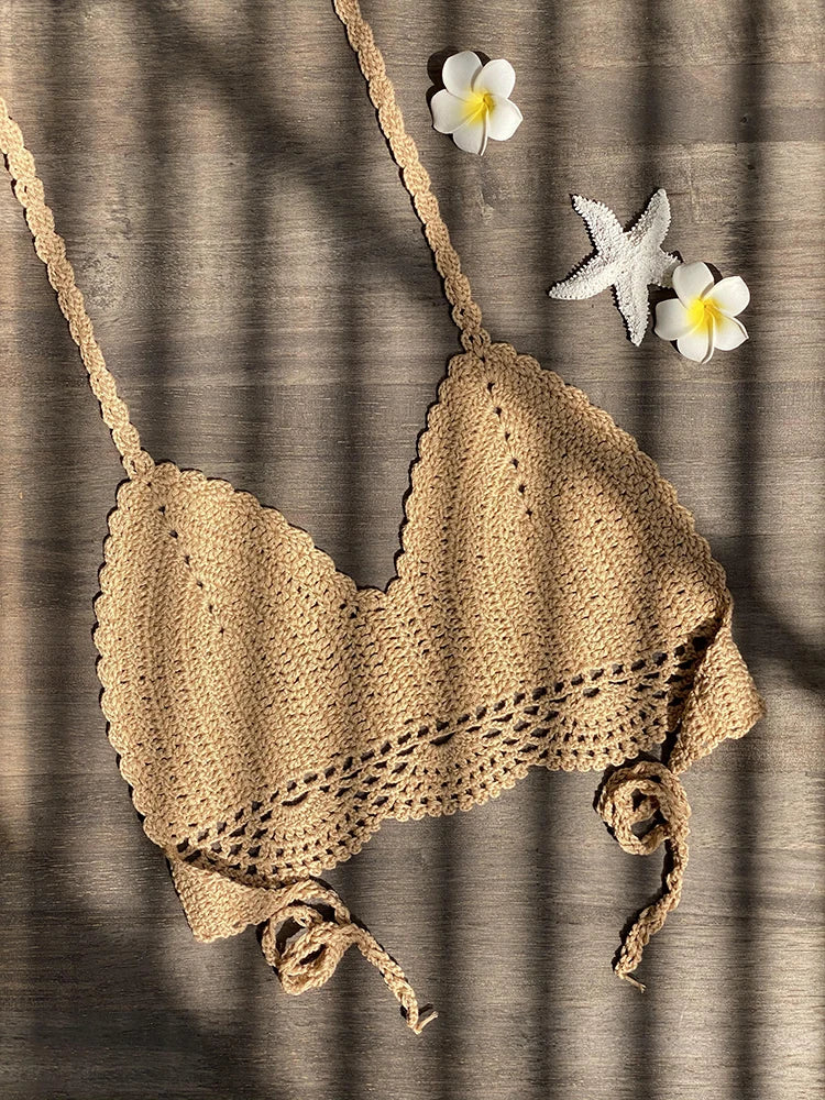 Bikini Crochet Sexy - Conjunto Pareo Falda Playa