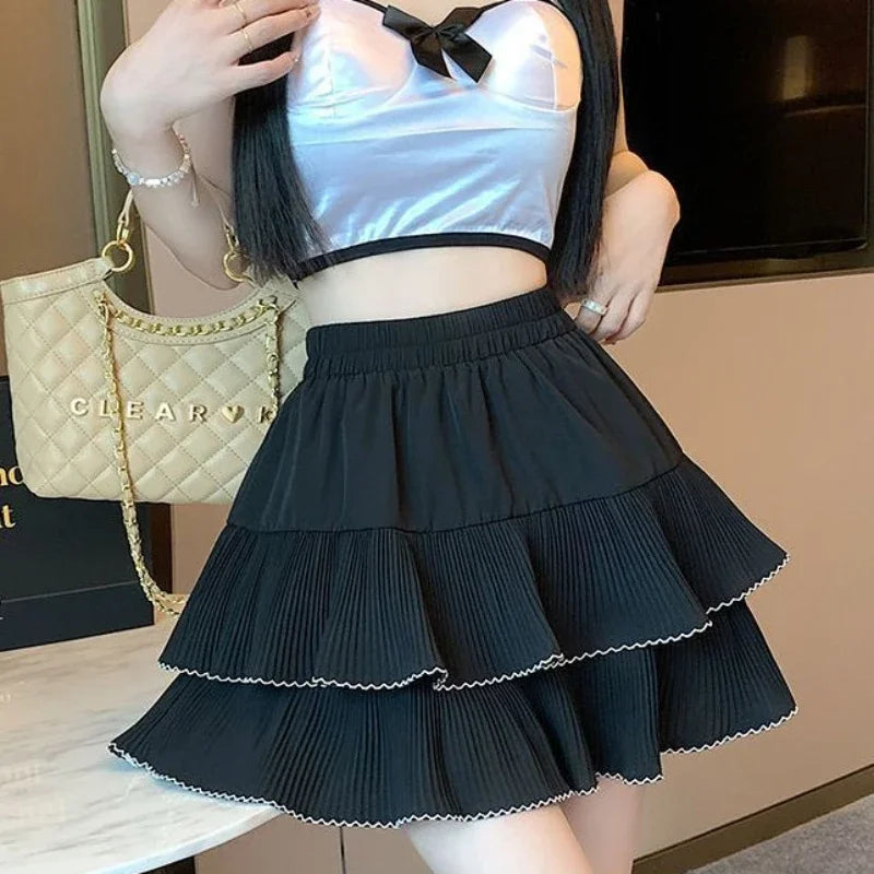 Minifalda Volantes Mujer Kawaii Chifón