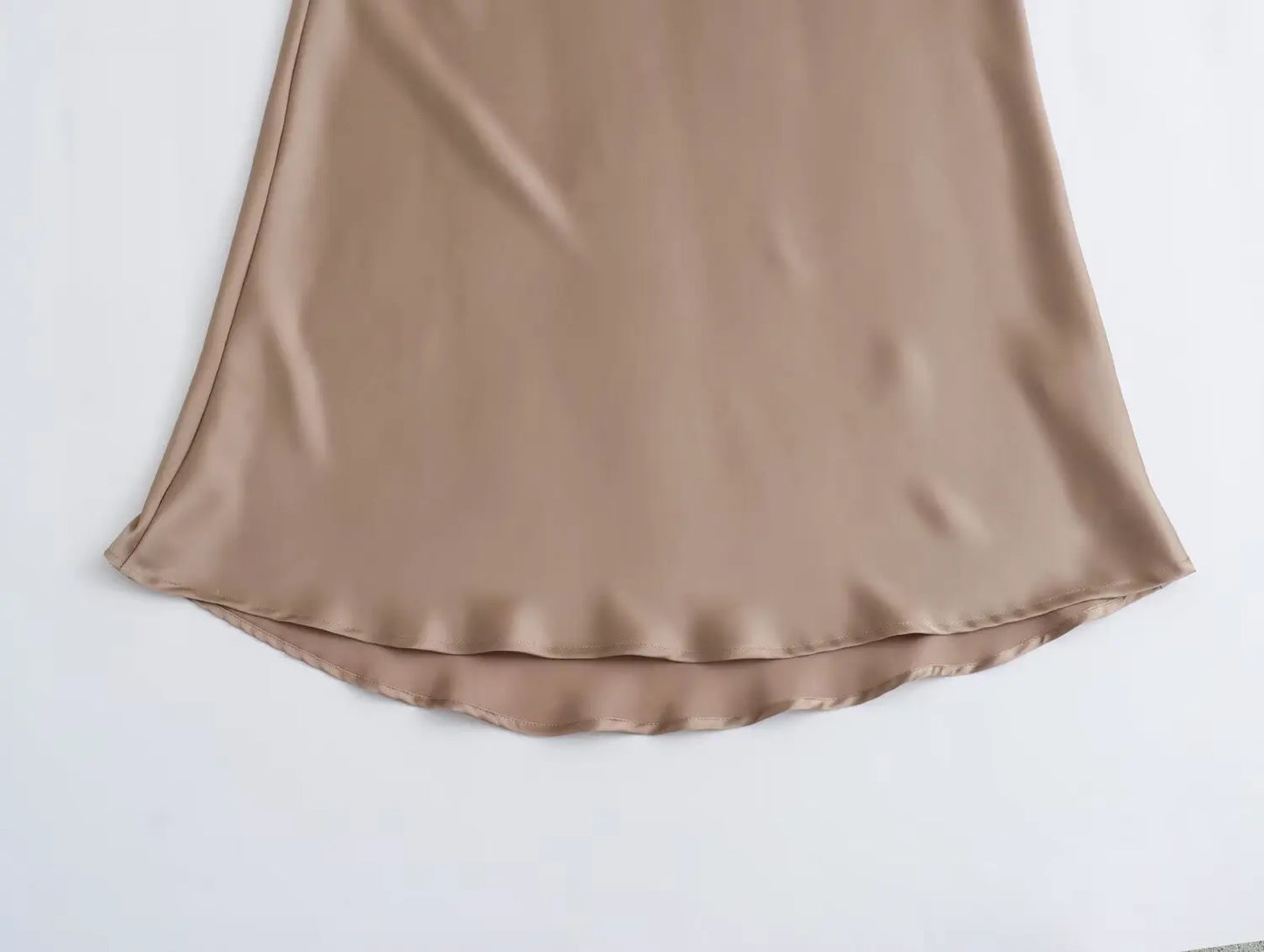 Satin Midi Skirt - High Waist