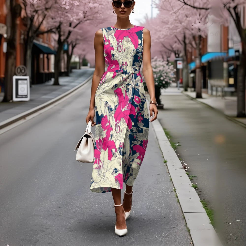 Vestido Floral Línea A Fresco Ceñido Sublime Francés