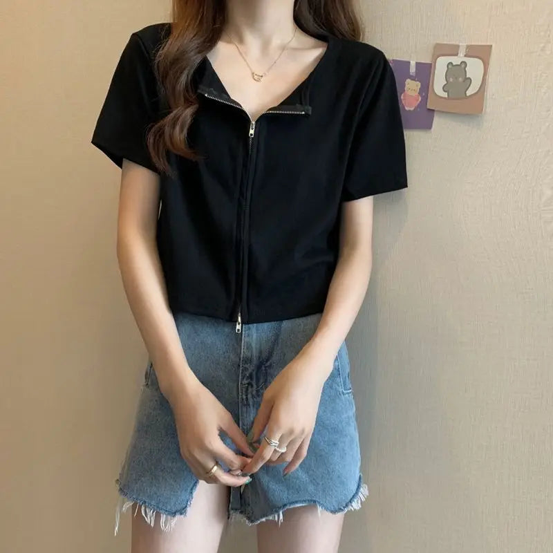 Camiseta Corta con Cuello - Manga Corta Casual Verano