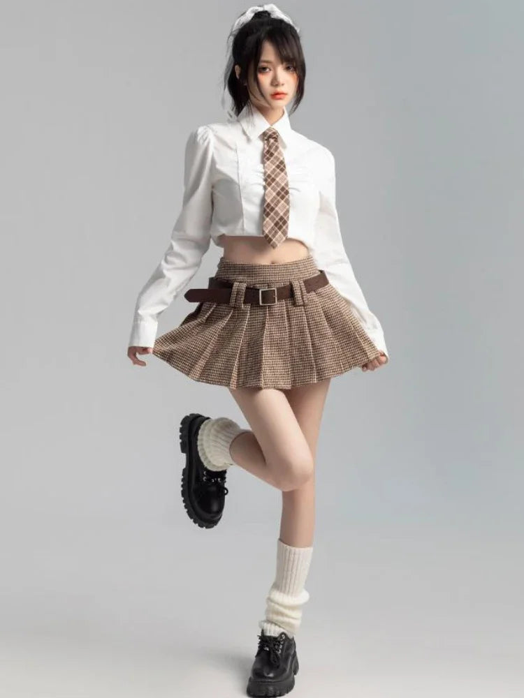 Plaid Mini Skirt - Preppy Japanese Retro Style B