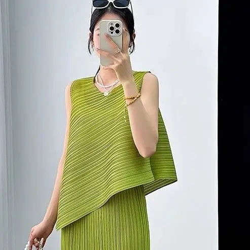 Conjunto Dos Piezas Flecos - Top Sin Mangas Falda A-Line