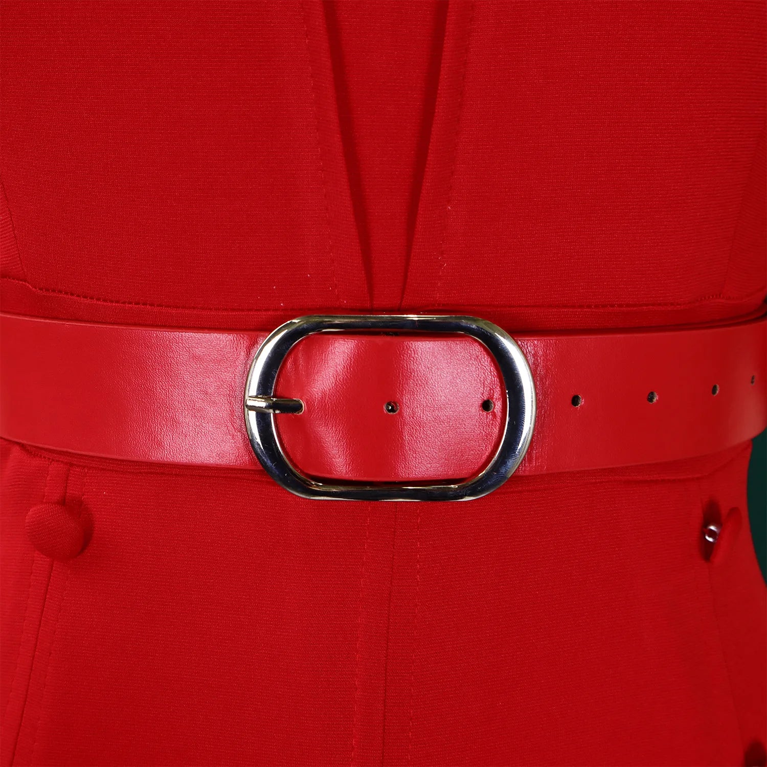 Vestido de Oficina Plisado Escote V Cintura Alta Cinturón Elegante