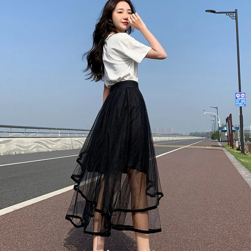 A-Line Maxi Skirt - Long Black Elegant