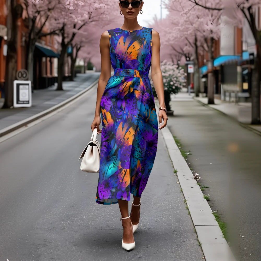 Vestido Floral Línea A Fresco Ceñido Sublime Francés