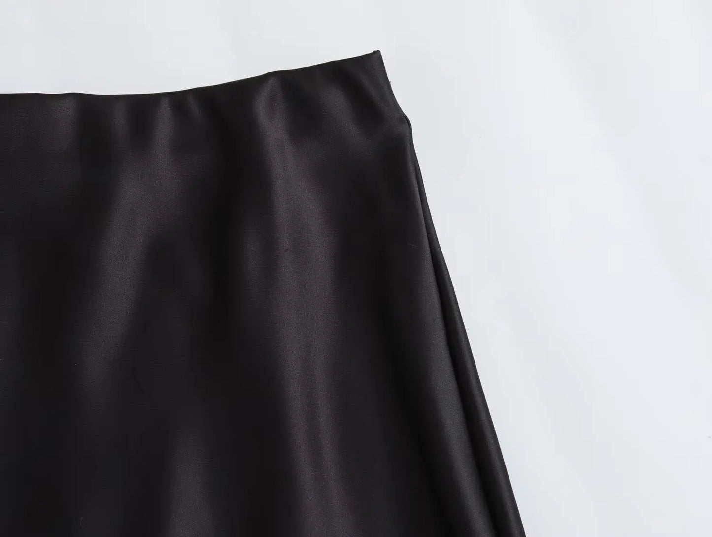 Satin Midi Skirt - High Waist