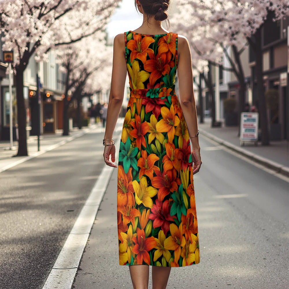 Vestido Floral Línea A Fresco Ceñido Sublime Francés