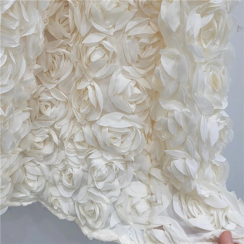 Falda Midi Flores 3D Mujer Cintura Alta Gran Vuelo
