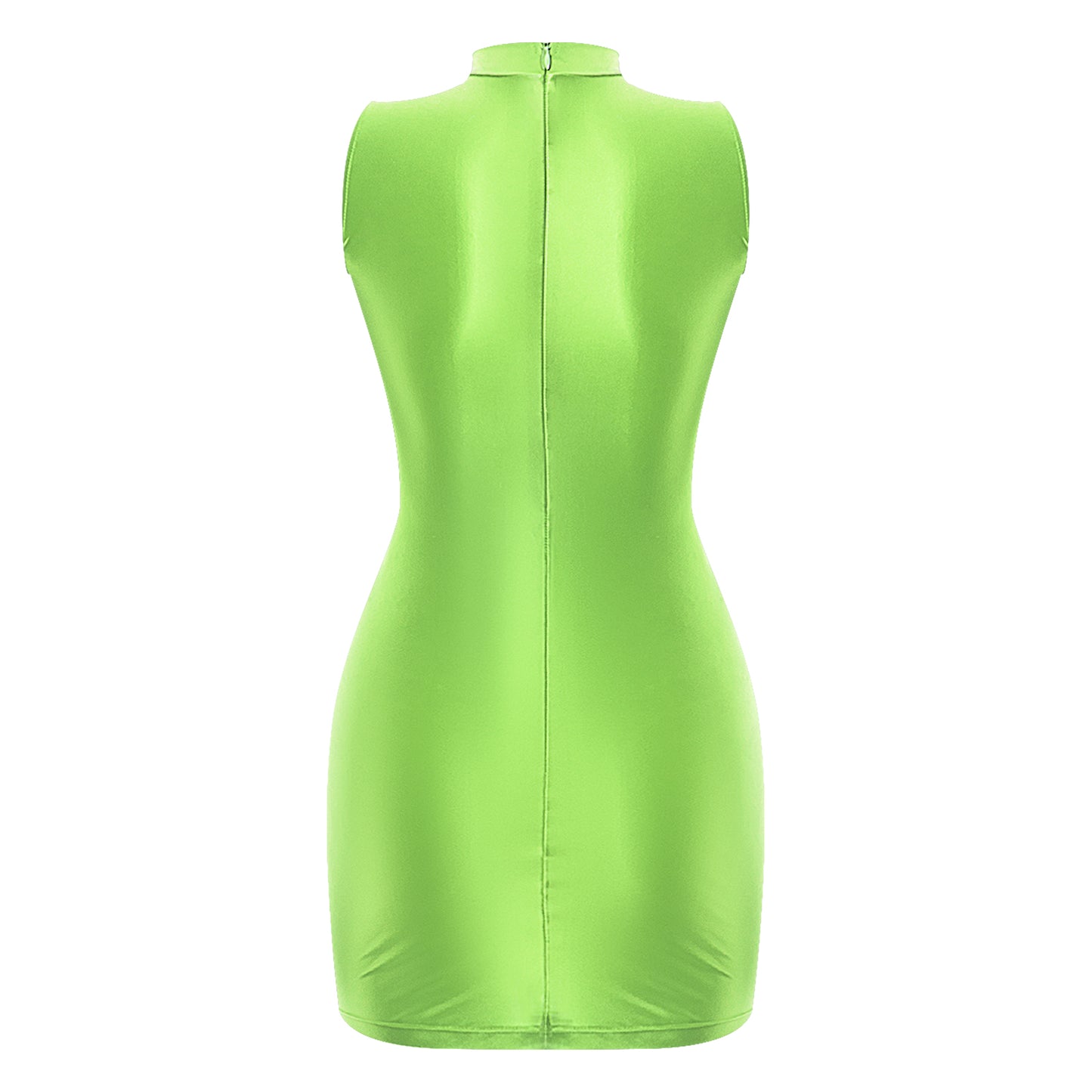 Pencil Dress - Sleeveless Cutout Mock Neck