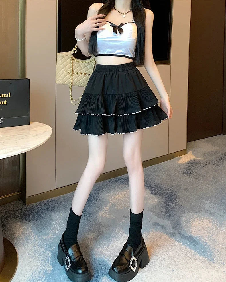 Minifalda Volantes Mujer Kawaii Chifón