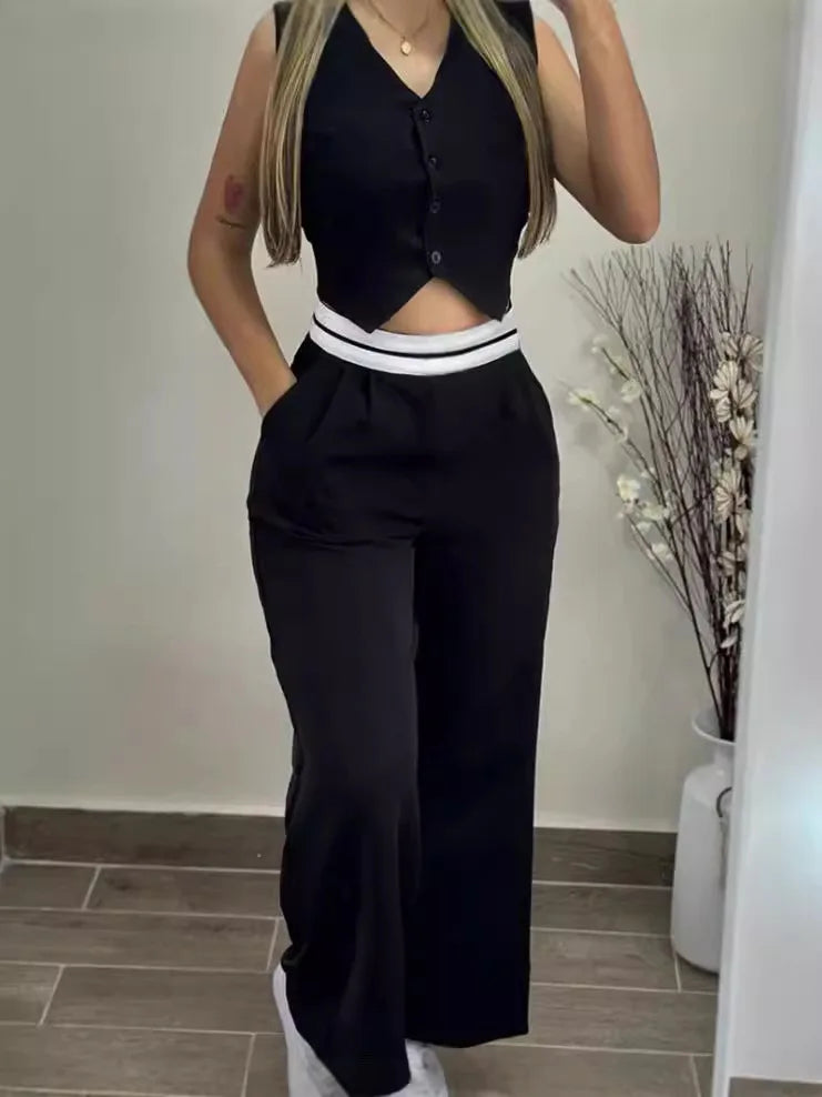 Conjunto Mujer Dos Piezas Camisola Elegante Pierna Larga
