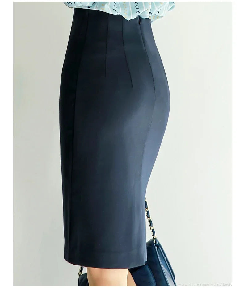 Office Pencil Skirt - High Waist Black Korean