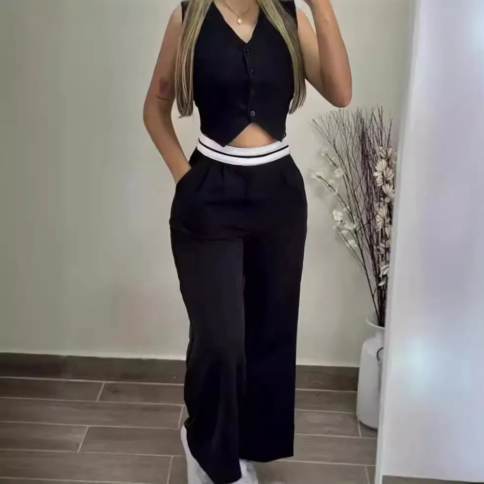 Conjunto Mujer Dos Piezas Camisola Elegante Pierna Larga