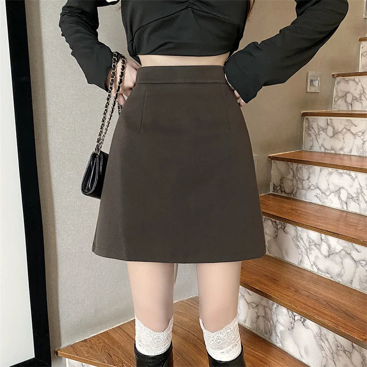 Ruffles Mini Skirt - High Waist A-Line Zipper Style A