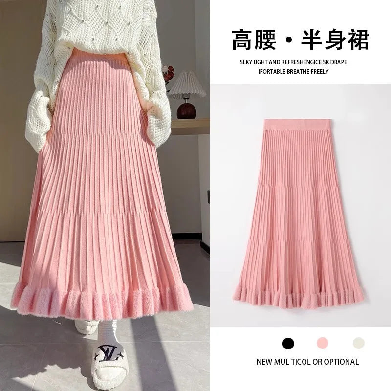 Falda Tejida Línea A Mujer Tiro Alto Swing