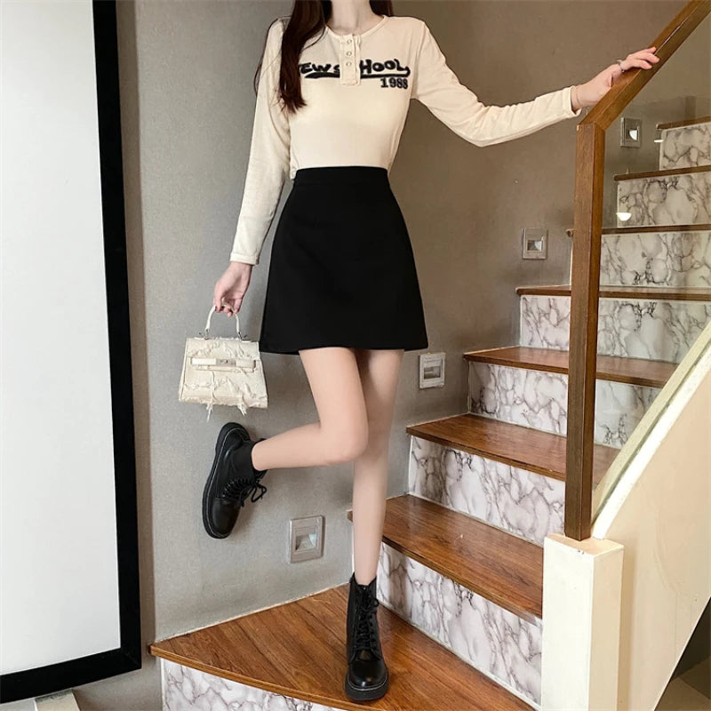 Ruffles Mini Skirt - High Waist A-Line Zipper Style A