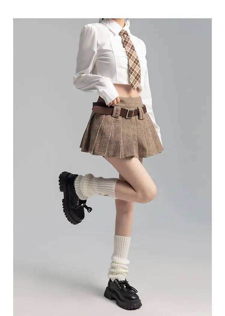 Plaid Mini Skirt - Preppy Japanese Retro Style B