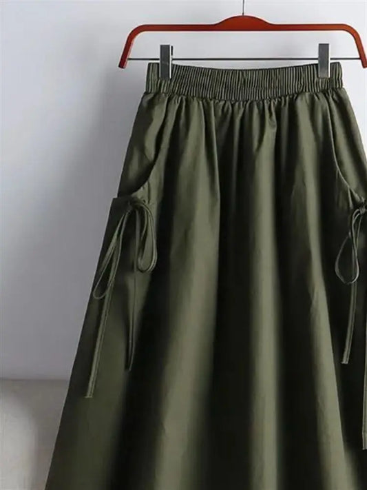 A-Line Midi Skirt - Belted Korean Workwear