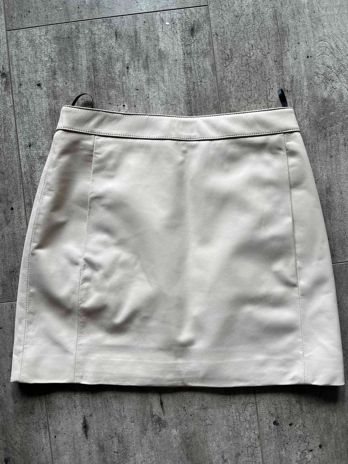 Sheepskin Leather Mini Skirt - High Waist Y2k
