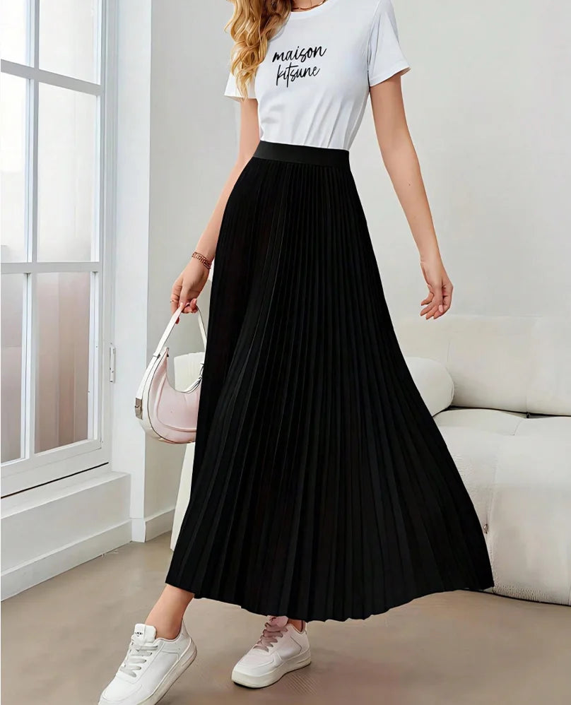 Pleated Midi Skirt - Umbrella Elegant