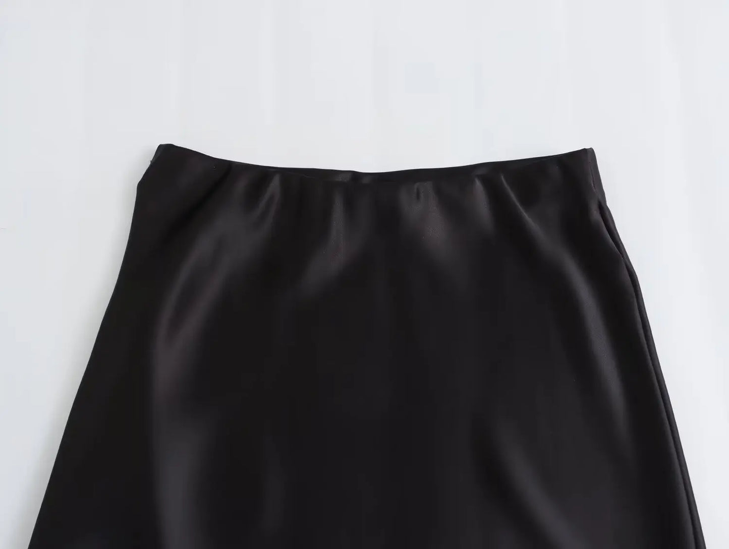 Satin Midi Skirt - High Waist